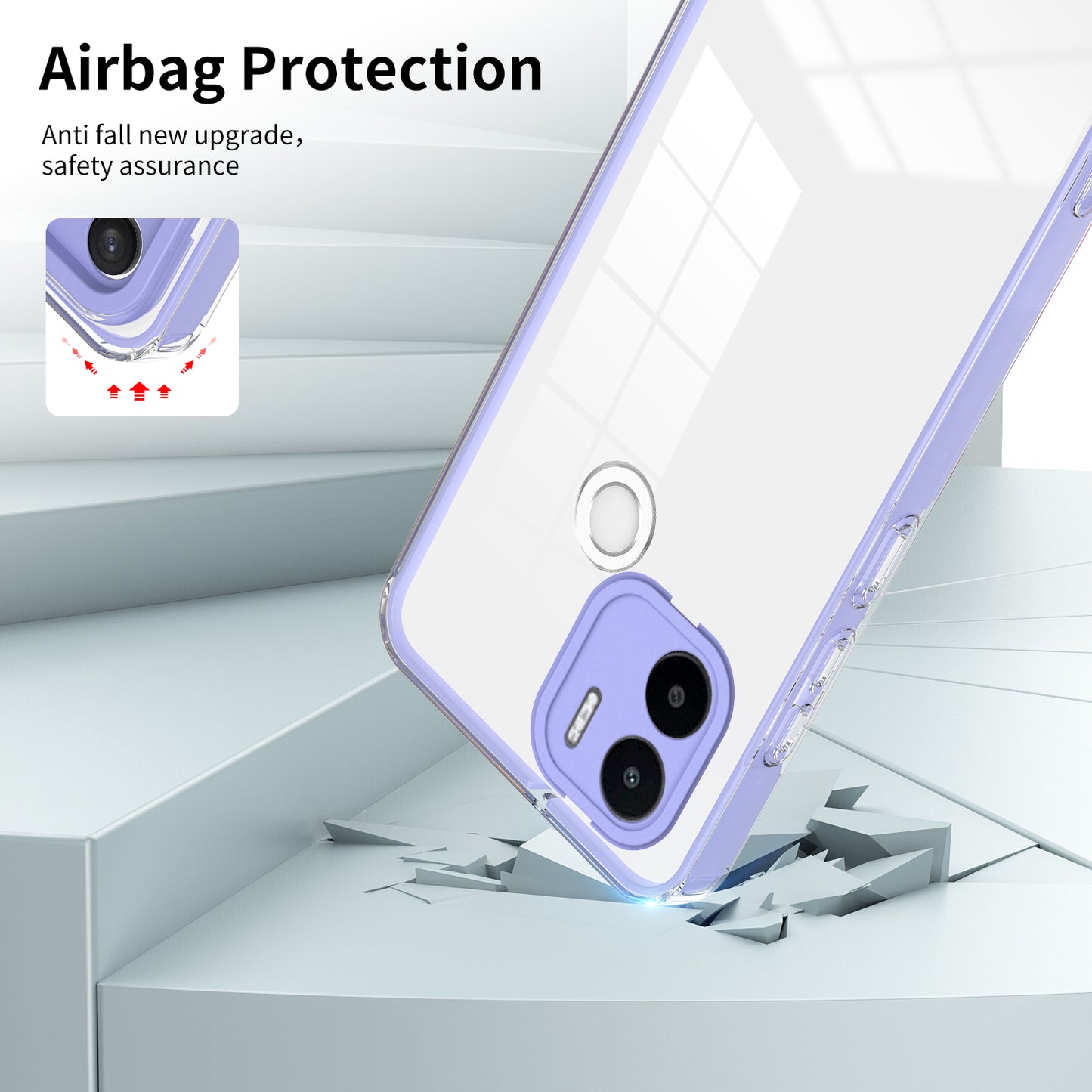 For Xiaomi Redmi A1+ 4G / Redmi A2+ 4G / Poco C50 4G TPU + PC Clear Phone Case Anti-drop Cover