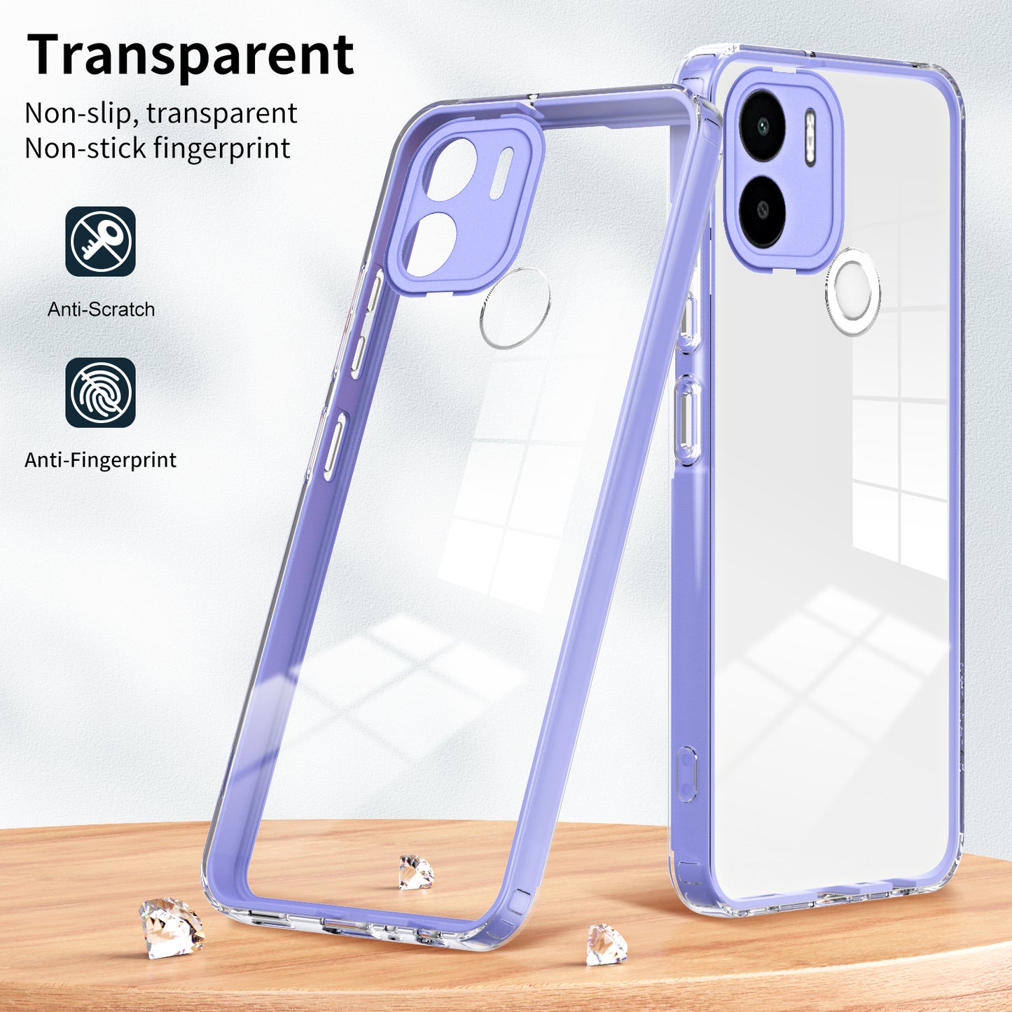 For Xiaomi Redmi A1+ 4G / Redmi A2+ 4G / Poco C50 4G TPU + PC Clear Phone Case Anti-drop Cover