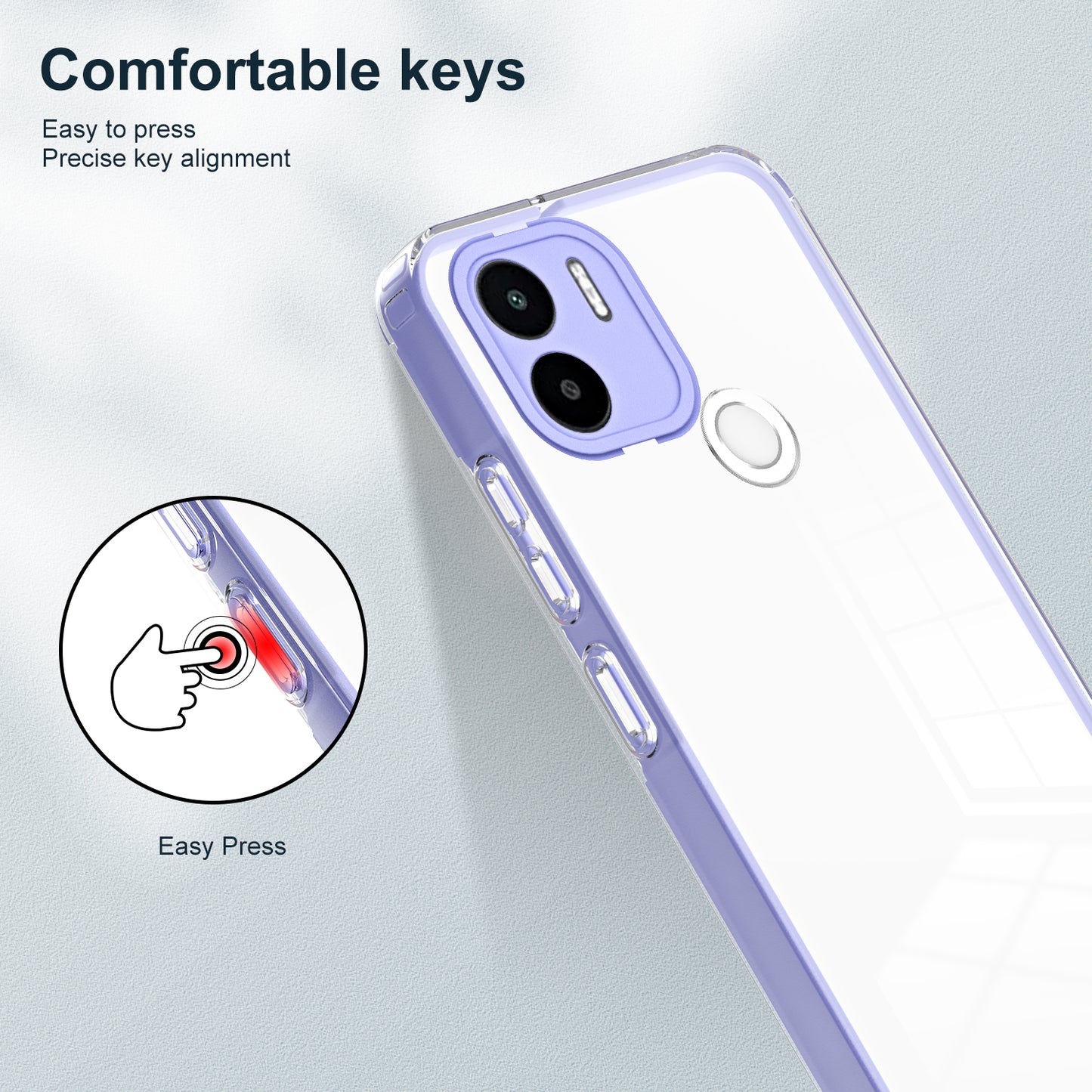 For Xiaomi Redmi A1+ 4G / Redmi A2+ 4G / Poco C50 4G TPU + PC Clear Phone Case Anti-drop Cover