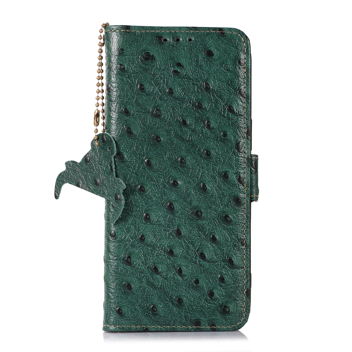 For Motorola Edge 40 5G Genuine Cow Leather RFID Blocking Case Ostrich Pattern Stand Wallet Phone Cover