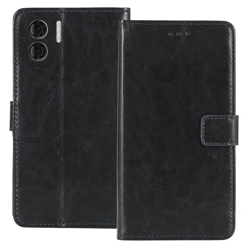 For Doogee N50 PU Leather Wallet Case Crazy Horse Texture Anti-drop Stand Cover