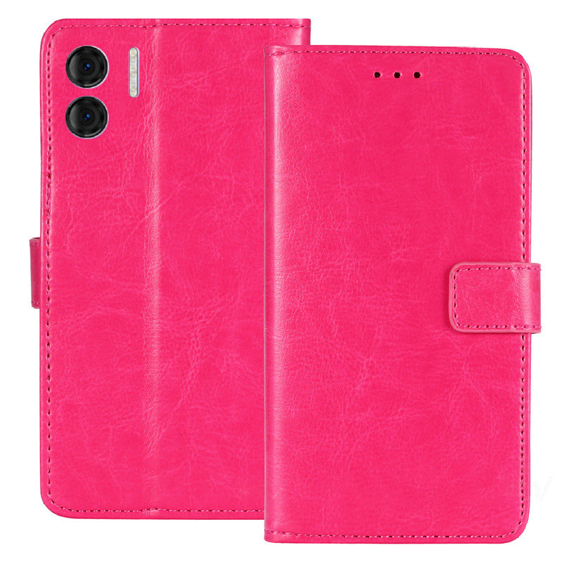 For Doogee N50 PU Leather Wallet Case Crazy Horse Texture Anti-drop Stand Cover