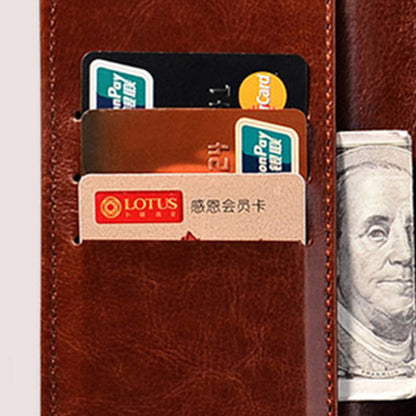 For Doogee N50 PU Leather Wallet Case Crazy Horse Texture Anti-drop Stand Cover