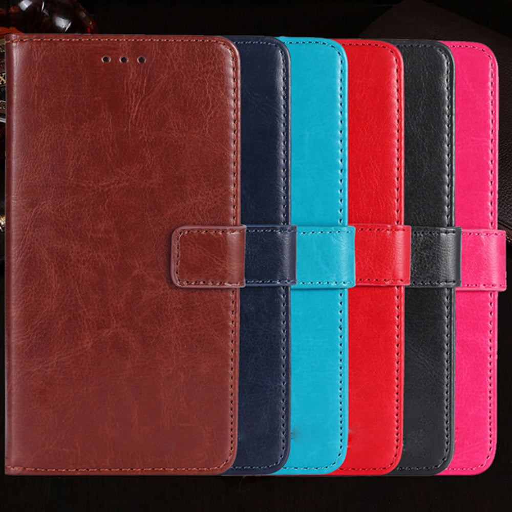 For Doogee N50 PU Leather Wallet Case Crazy Horse Texture Anti-drop Stand Cover