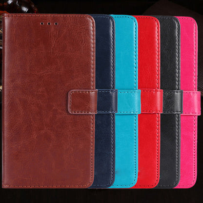 For Doogee N50 PU Leather Wallet Case Crazy Horse Texture Anti-drop Stand Cover