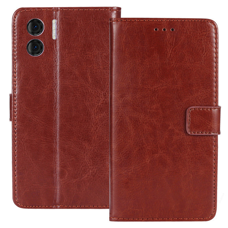 For Doogee N50 PU Leather Wallet Case Crazy Horse Texture Anti-drop Stand Cover