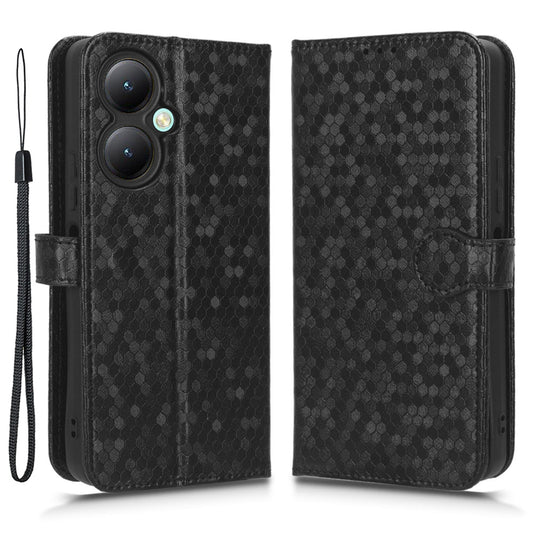 For vivo Y35+ 5G / Y35m+ 5G PU Leather Phone Case Dot Imprinted Wallet Stand Folio Cover