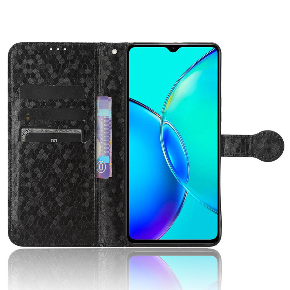 For vivo Y35+ 5G / Y35m+ 5G PU Leather Phone Case Dot Imprinted Wallet Stand Folio Cover