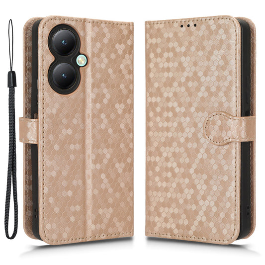 For vivo Y35+ 5G / Y35m+ 5G PU Leather Phone Case Dot Imprinted Wallet Stand Folio Cover