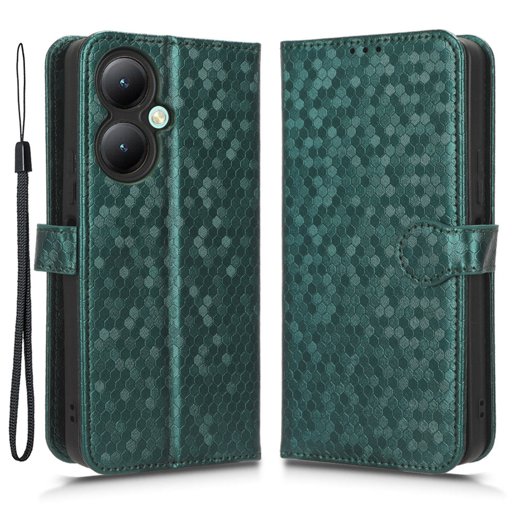 For vivo Y35+ 5G / Y35m+ 5G PU Leather Phone Case Dot Imprinted Wallet Stand Folio Cover