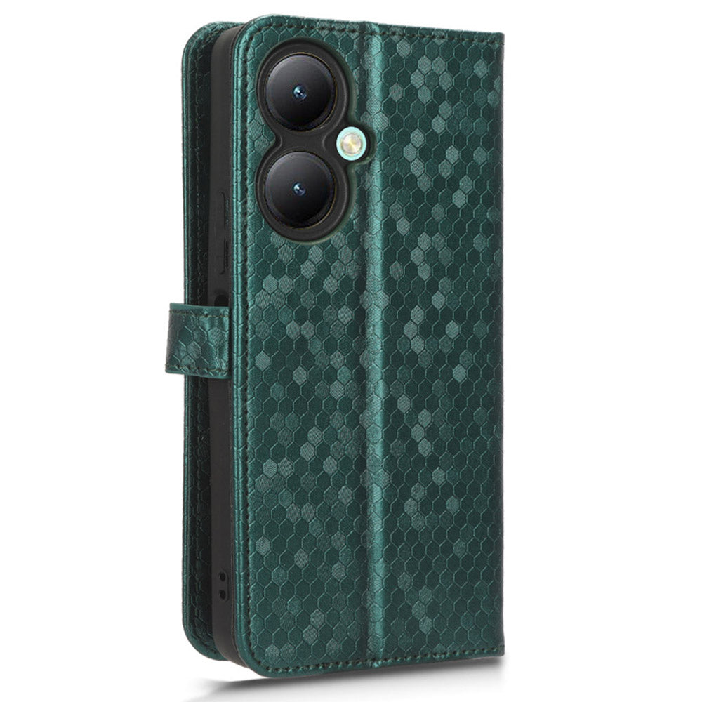 For vivo Y35+ 5G / Y35m+ 5G PU Leather Phone Case Dot Imprinted Wallet Stand Folio Cover