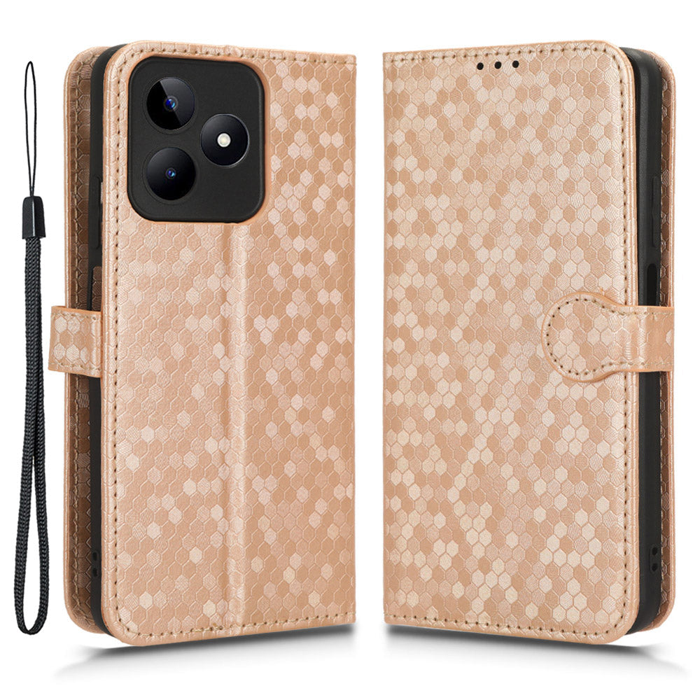 Wallet Case for Realme C53 4G / Narzo N53 4G , PU Leather Dot Imprinted Stand Phone Cover