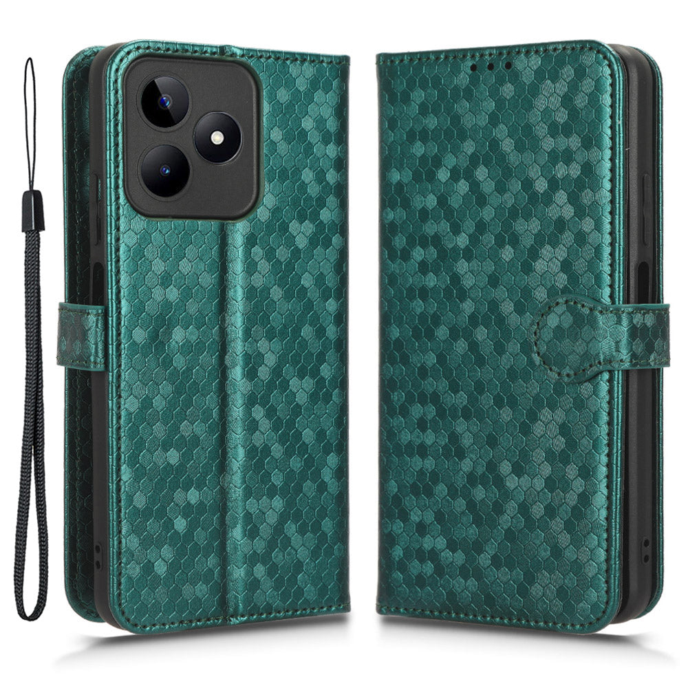 Wallet Case for Realme C53 4G / Narzo N53 4G , PU Leather Dot Imprinted Stand Phone Cover