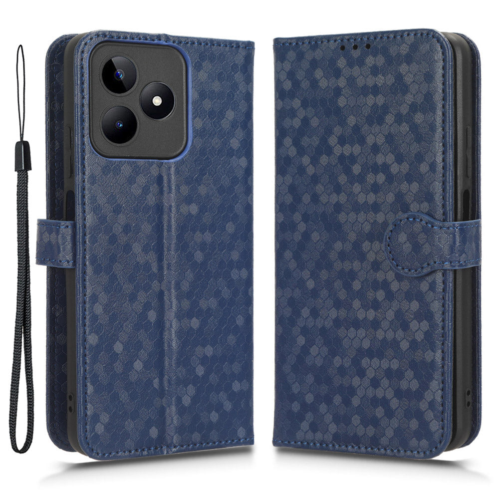 Wallet Case for Realme C53 4G / Narzo N53 4G , PU Leather Dot Imprinted Stand Phone Cover