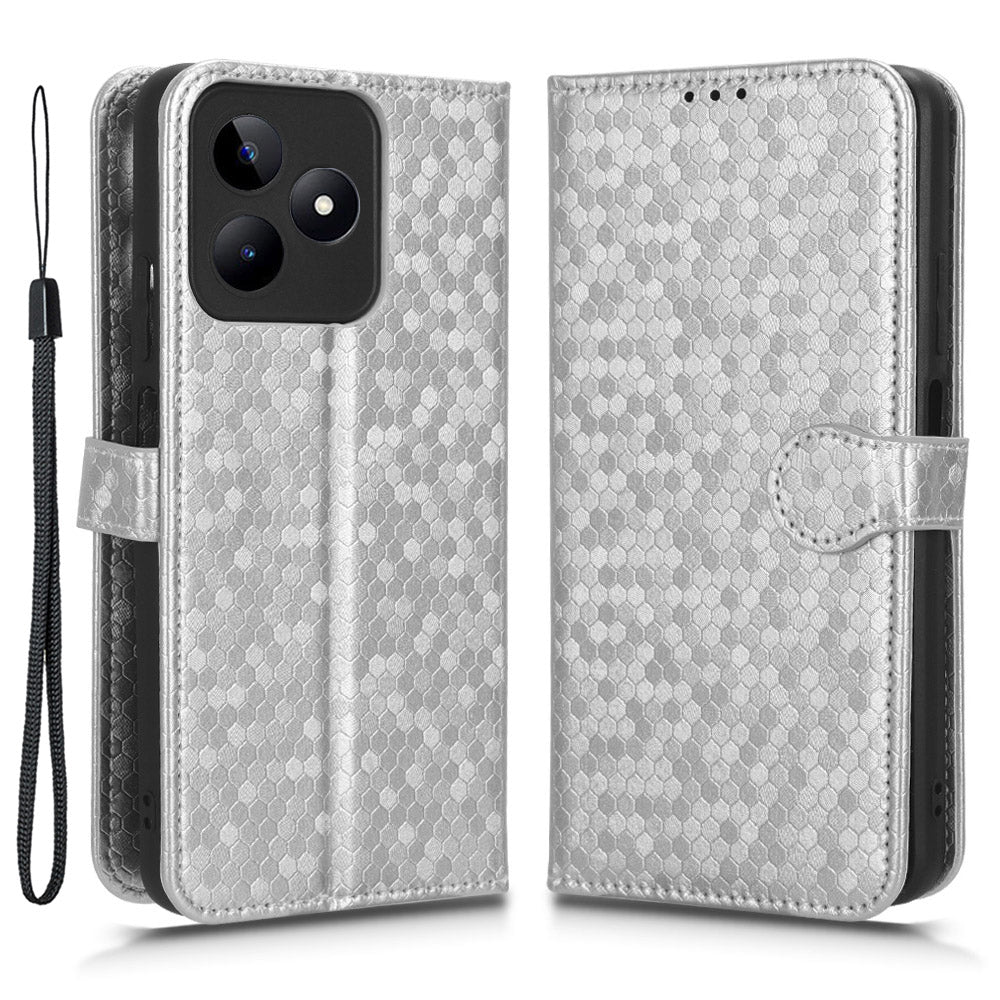 Wallet Case for Realme C53 4G / Narzo N53 4G , PU Leather Dot Imprinted Stand Phone Cover