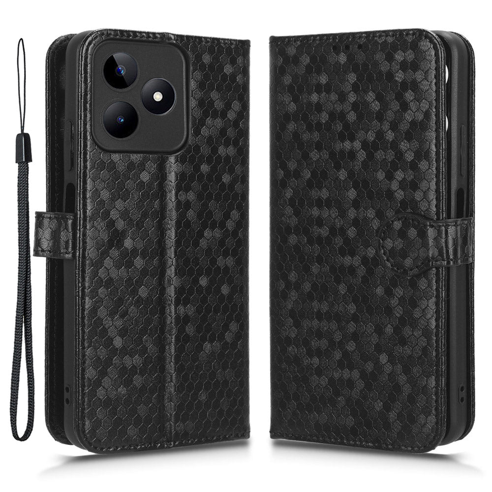 Wallet Case for Realme C53 4G / Narzo N53 4G , PU Leather Dot Imprinted Stand Phone Cover
