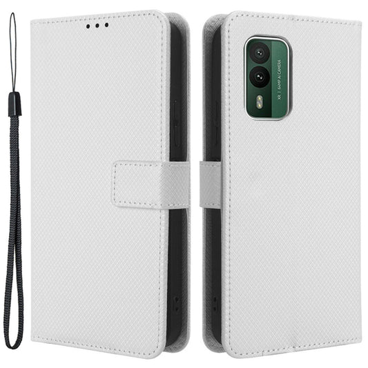 For Nokia XR21 Shockproof Wallet Phone Case PU Leather Diamond Texture Cover with Stand