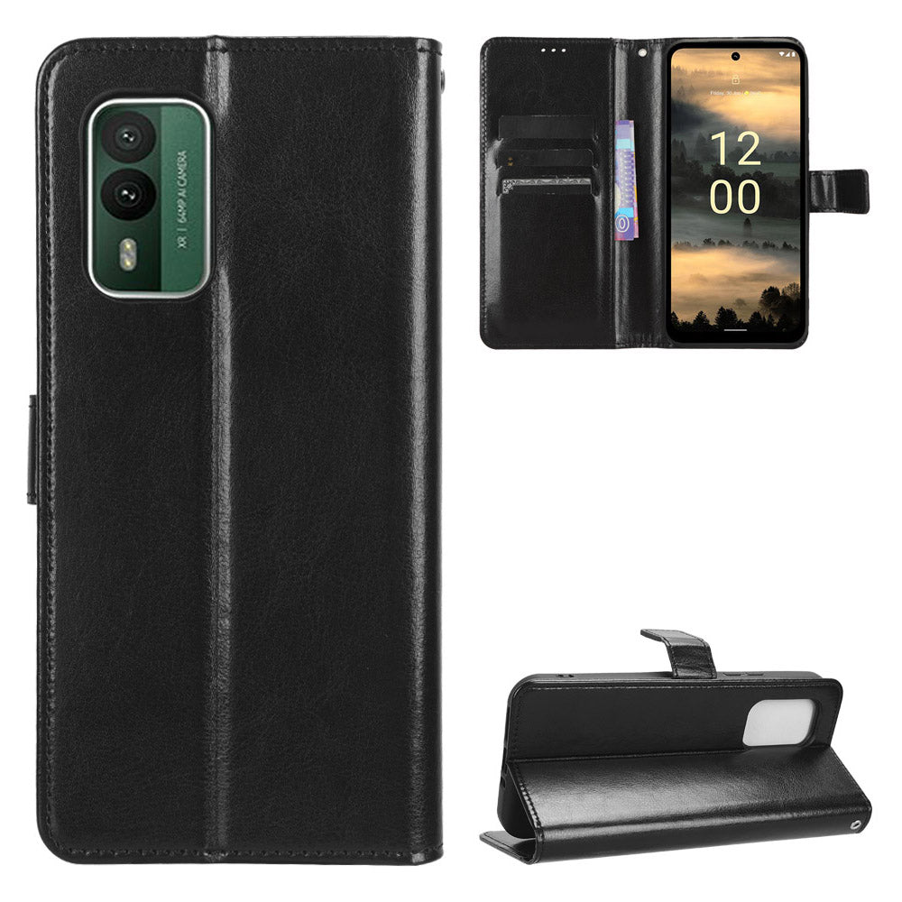For Nokia XR21 Crazy Horse Texture Stand Wallet Case PU Leather Anti-drop Phone Cover