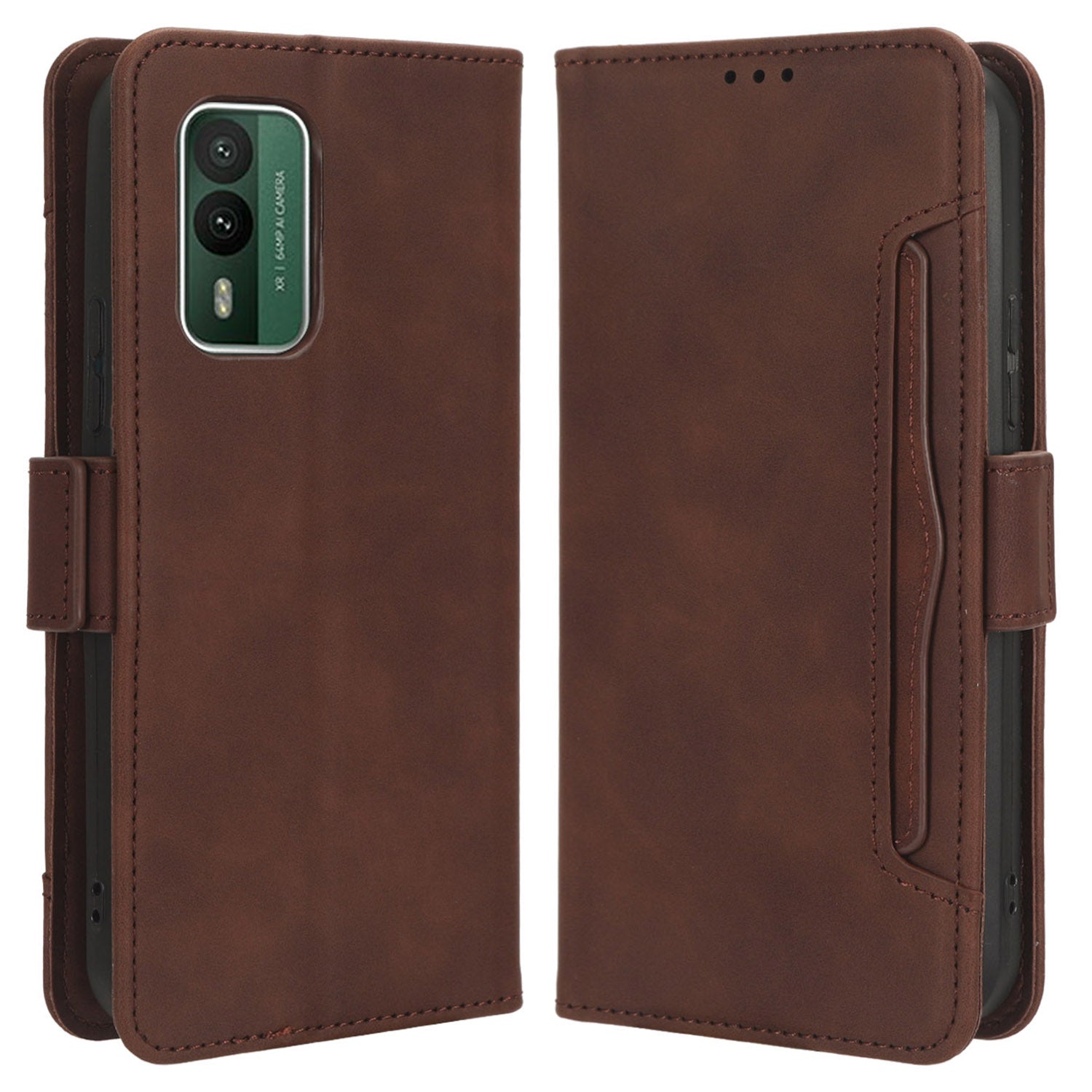 For Nokia XR21 Multiple Card Slots Phone Cover PU Leather Anti-drop Case with Stand Wallet