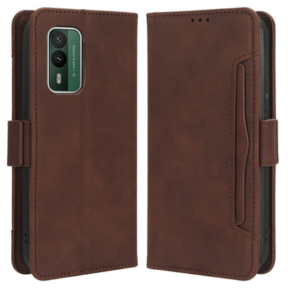 For Nokia XR21 Multiple Card Slots Phone Cover PU Leather Anti-drop Case with Stand Wallet