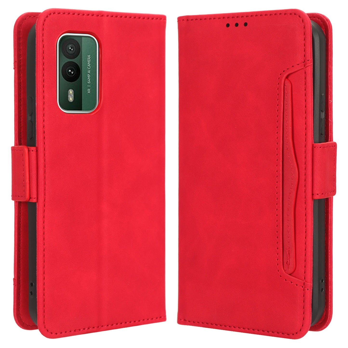 For Nokia XR21 Multiple Card Slots Phone Cover PU Leather Anti-drop Case with Stand Wallet