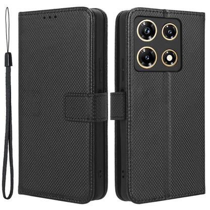 For Infinix Note 30 Pro 4G X678B Diamond Texture PU Leather Stand Case Anti-drop Wallet Cover