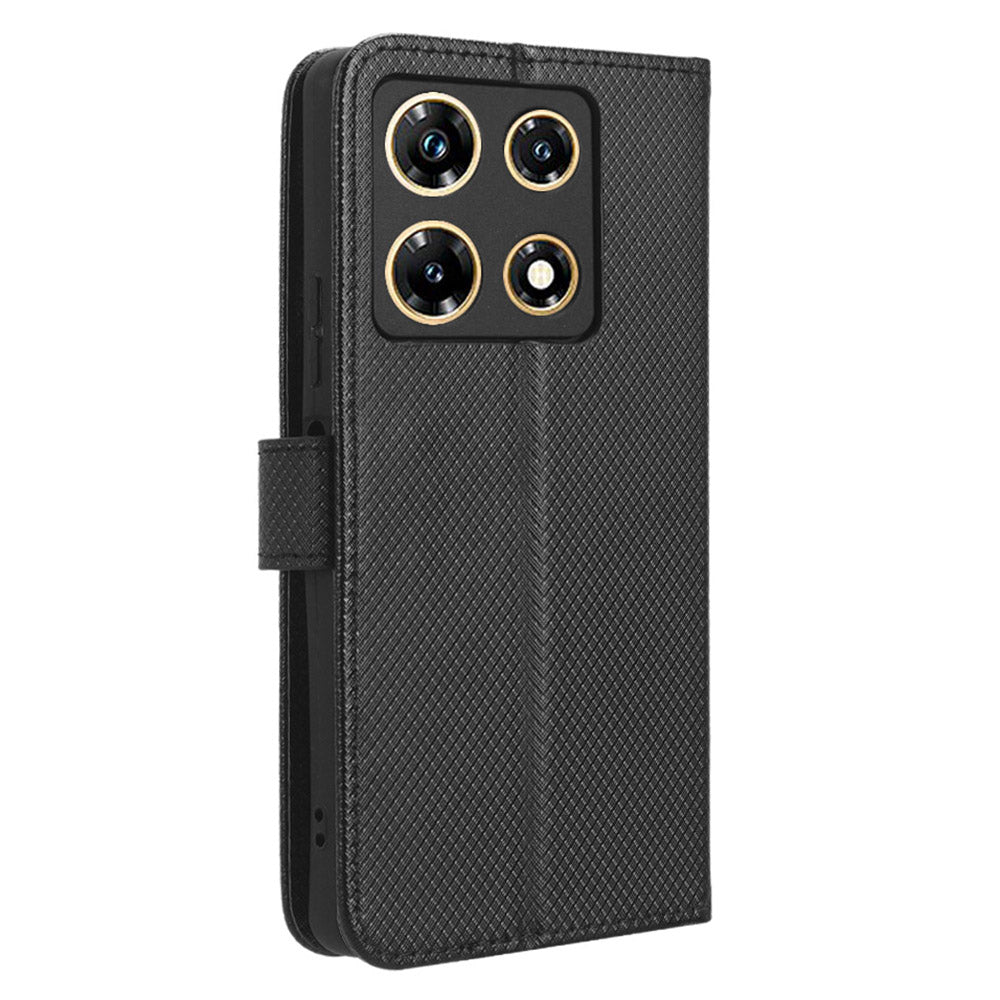 For Infinix Note 30 Pro 4G X678B Diamond Texture PU Leather Stand Case Anti-drop Wallet Cover