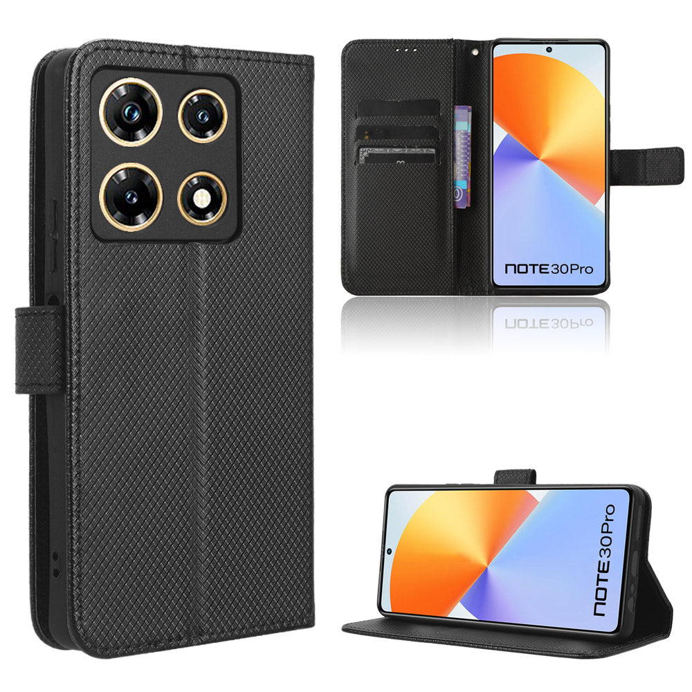 For Infinix Note 30 Pro 4G X678B Diamond Texture PU Leather Stand Case Anti-drop Wallet Cover