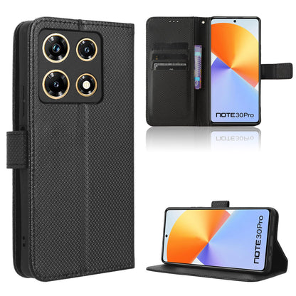 For Infinix Note 30 Pro 4G X678B Diamond Texture PU Leather Stand Case Anti-drop Wallet Cover