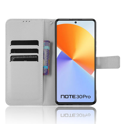 For Infinix Note 30 Pro 4G X678B Diamond Texture PU Leather Stand Case Anti-drop Wallet Cover