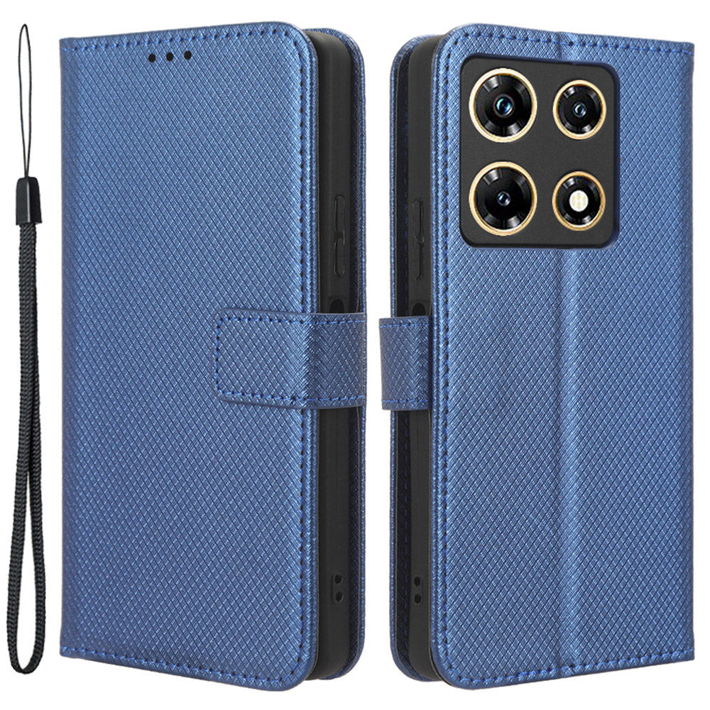 For Infinix Note 30 Pro 4G X678B Diamond Texture PU Leather Stand Case Anti-drop Wallet Cover