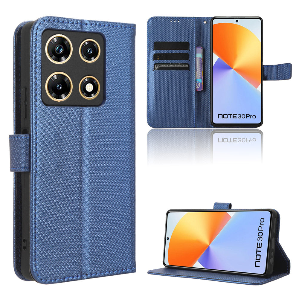 For Infinix Note 30 Pro 4G X678B Diamond Texture PU Leather Stand Case Anti-drop Wallet Cover