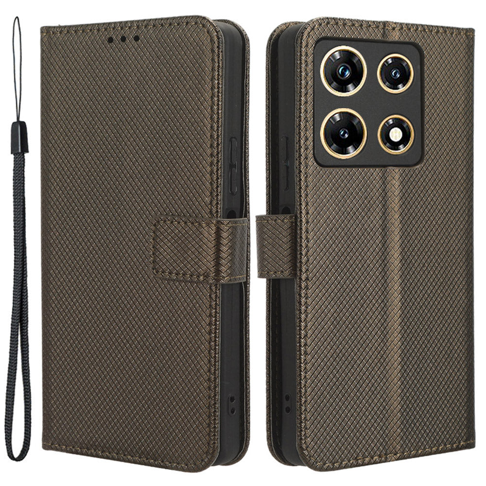 For Infinix Note 30 Pro 4G X678B Diamond Texture PU Leather Stand Case Anti-drop Wallet Cover