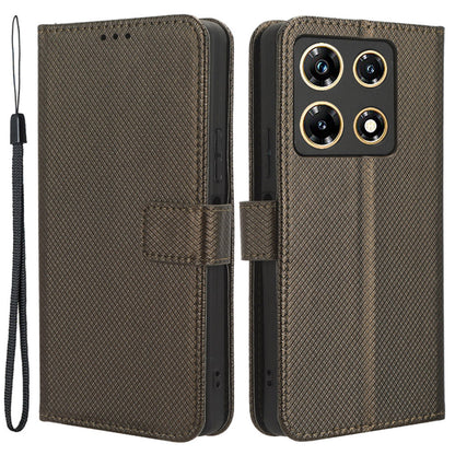For Infinix Note 30 Pro 4G X678B Diamond Texture PU Leather Stand Case Anti-drop Wallet Cover