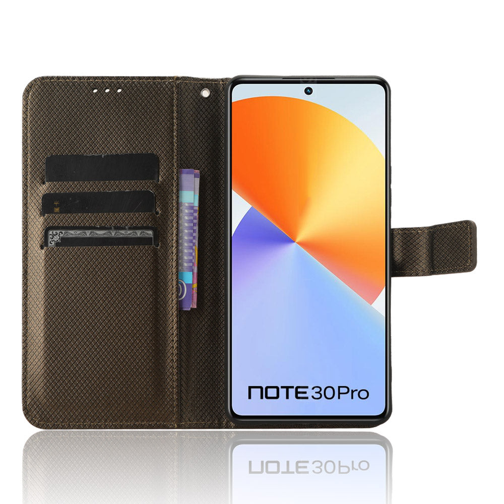 For Infinix Note 30 Pro 4G X678B Diamond Texture PU Leather Stand Case Anti-drop Wallet Cover