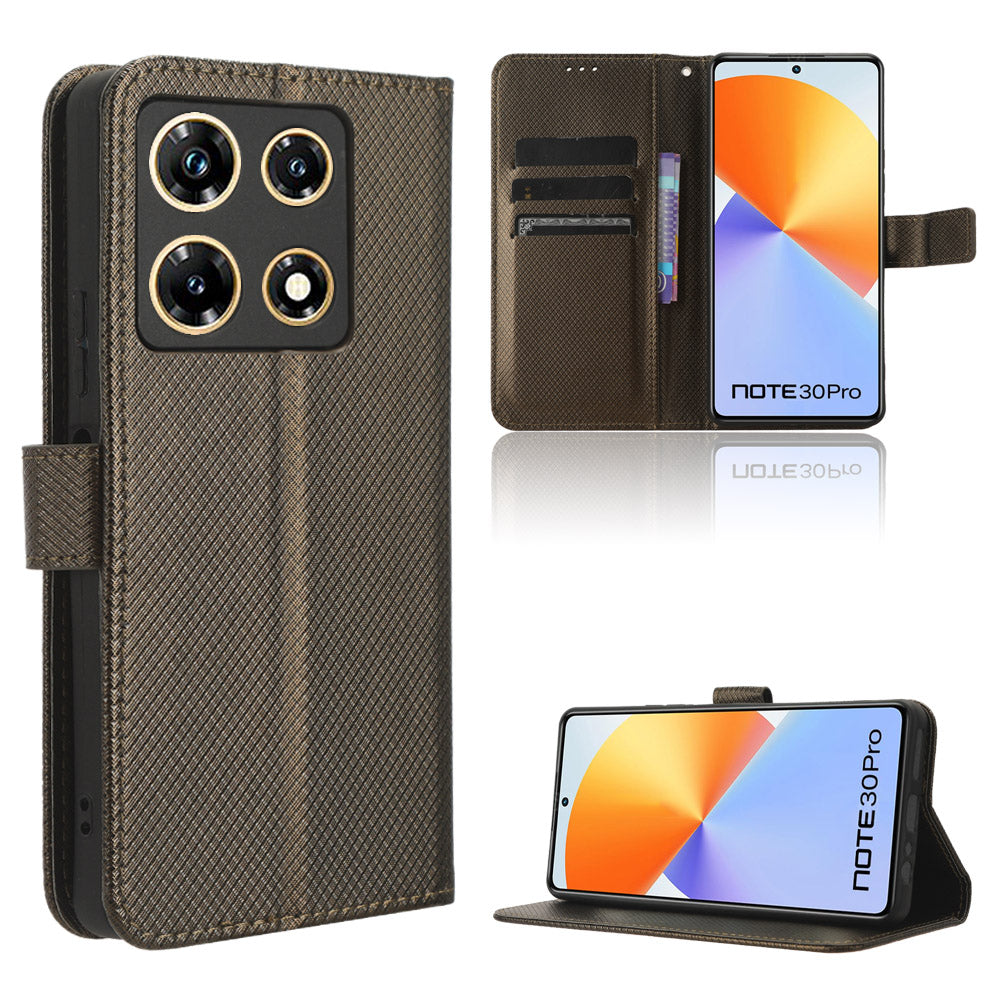 For Infinix Note 30 Pro 4G X678B Diamond Texture PU Leather Stand Case Anti-drop Wallet Cover
