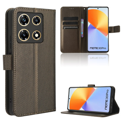 For Infinix Note 30 Pro 4G X678B Diamond Texture PU Leather Stand Case Anti-drop Wallet Cover