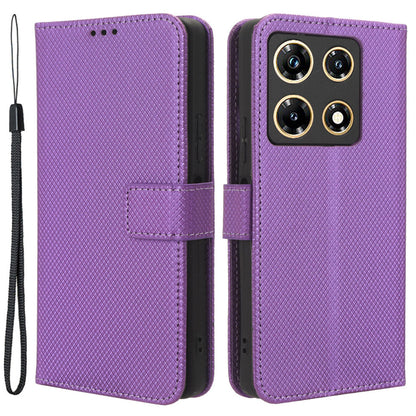 For Infinix Note 30 Pro 4G X678B Diamond Texture PU Leather Stand Case Anti-drop Wallet Cover