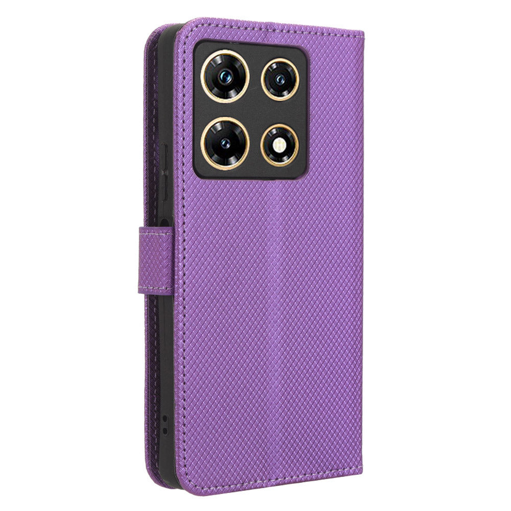 For Infinix Note 30 Pro 4G X678B Diamond Texture PU Leather Stand Case Anti-drop Wallet Cover