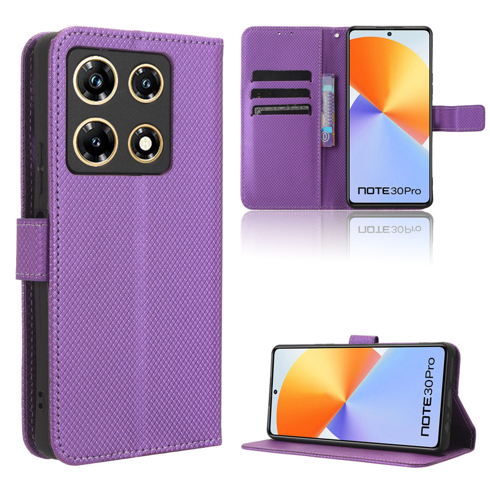 For Infinix Note 30 Pro 4G X678B Diamond Texture PU Leather Stand Case Anti-drop Wallet Cover