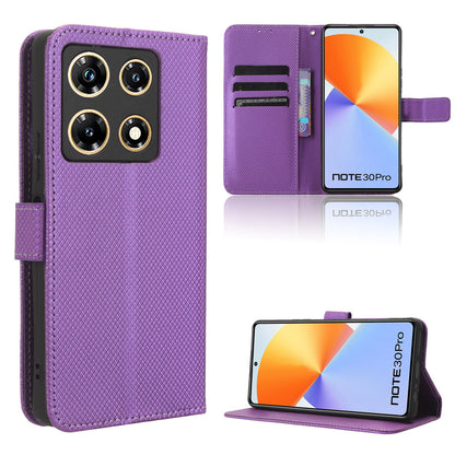 For Infinix Note 30 Pro 4G X678B Diamond Texture PU Leather Stand Case Anti-drop Wallet Cover