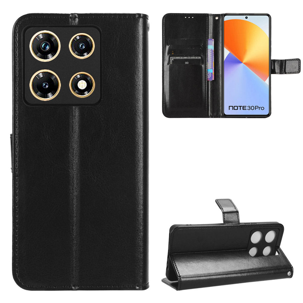 For Infinix Note 30 Pro 4G X678B Crazy Horse Texture Leather Case Anti-drop Phone Cover with Wallet Stand