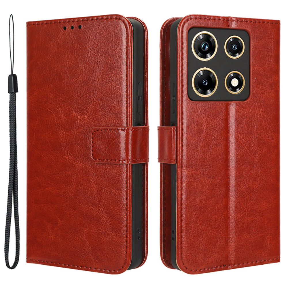 For Infinix Note 30 Pro 4G X678B Crazy Horse Texture Leather Case Anti-drop Phone Cover with Wallet Stand