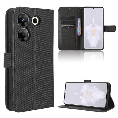 For Tecno Camon 20 Pro 5G CK8n PU Leather Stand Wallet Phone Case Diamond Texture Drop-proof Cover