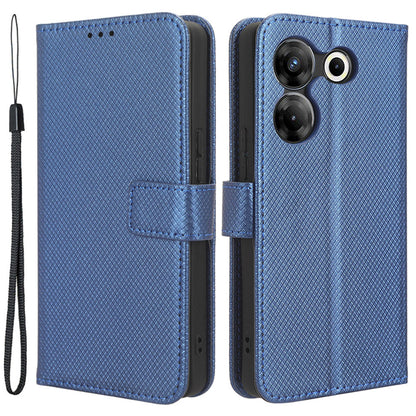 For Tecno Camon 20 Pro 5G CK8n PU Leather Stand Wallet Phone Case Diamond Texture Drop-proof Cover