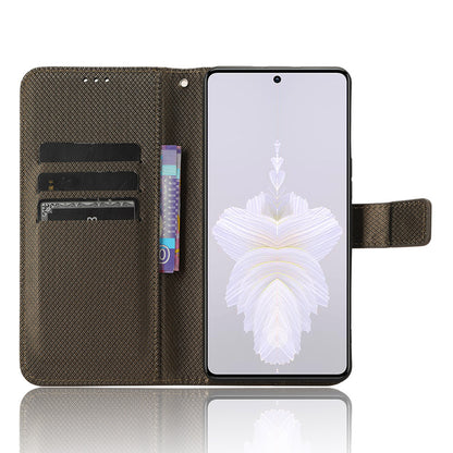 For Tecno Camon 20 Pro 5G CK8n PU Leather Stand Wallet Phone Case Diamond Texture Drop-proof Cover