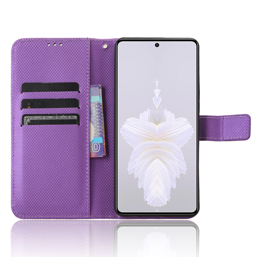 For Tecno Camon 20 Pro 5G CK8n PU Leather Stand Wallet Phone Case Diamond Texture Drop-proof Cover