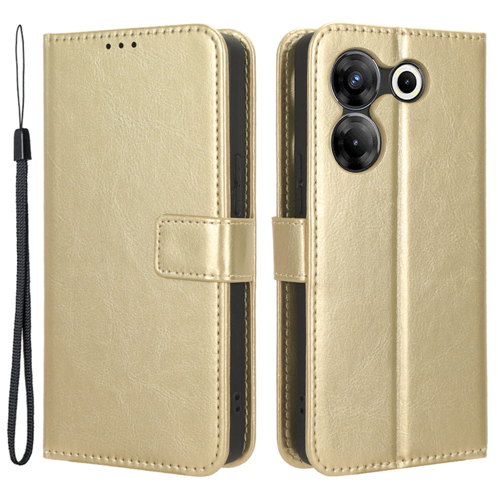 For Tecno Camon 20 Pro 5G CK8n Shockproof Leather Wallet Case Crazy Horse Texture Phone Cover with Stand