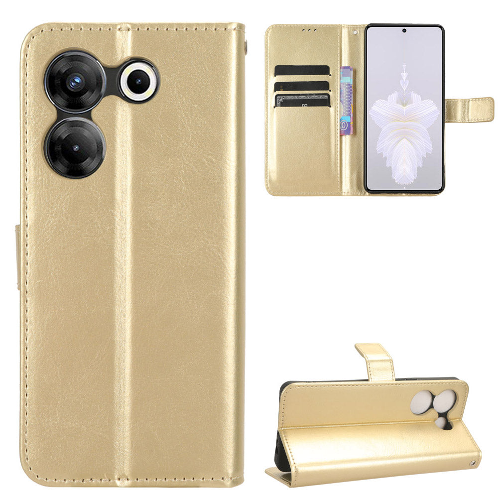 For Tecno Camon 20 Pro 5G CK8n Shockproof Leather Wallet Case Crazy Horse Texture Phone Cover with Stand