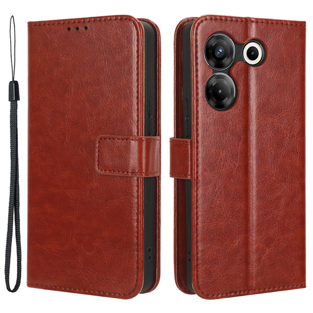 For Tecno Camon 20 Pro 5G CK8n Shockproof Leather Wallet Case Crazy Horse Texture Phone Cover with Stand